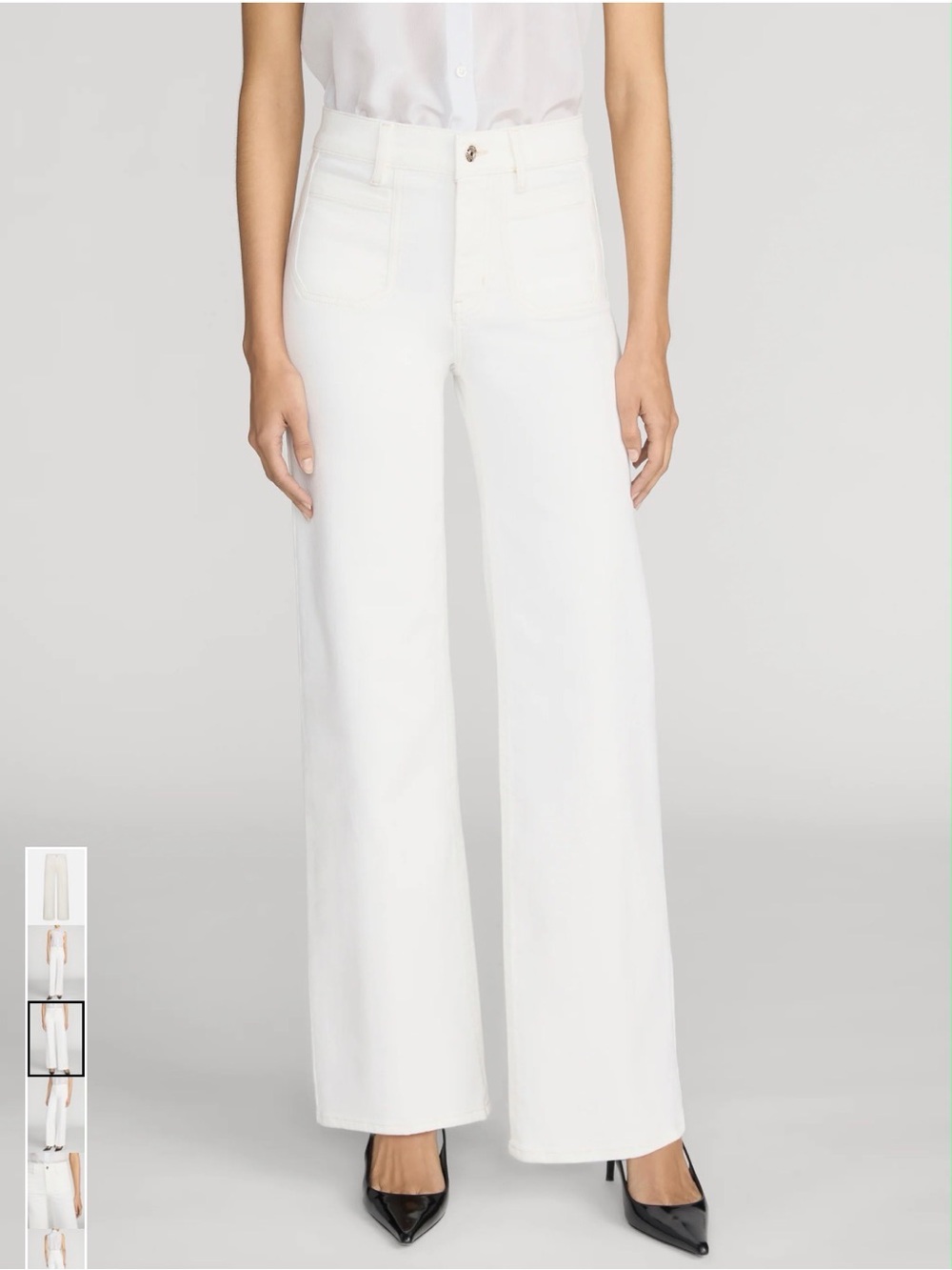 Frame - Le Slim Palazzo Modernist Pocket  White Jeans